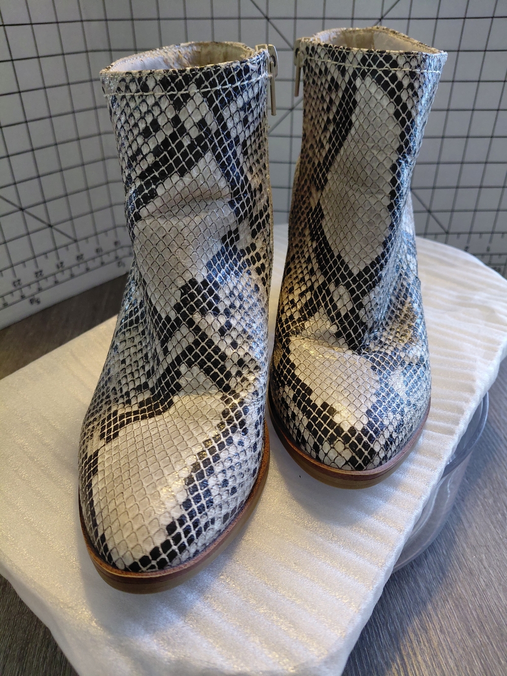 Altar'd State Black & White Snake-Print Ankle Boots